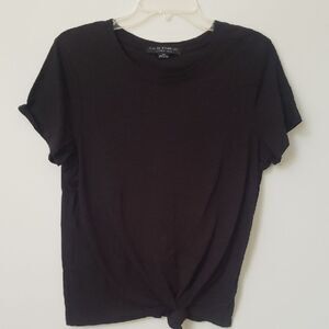 Sanctuary Social Standard Black Tie Front Short Sleeve T-Shirt Womens M